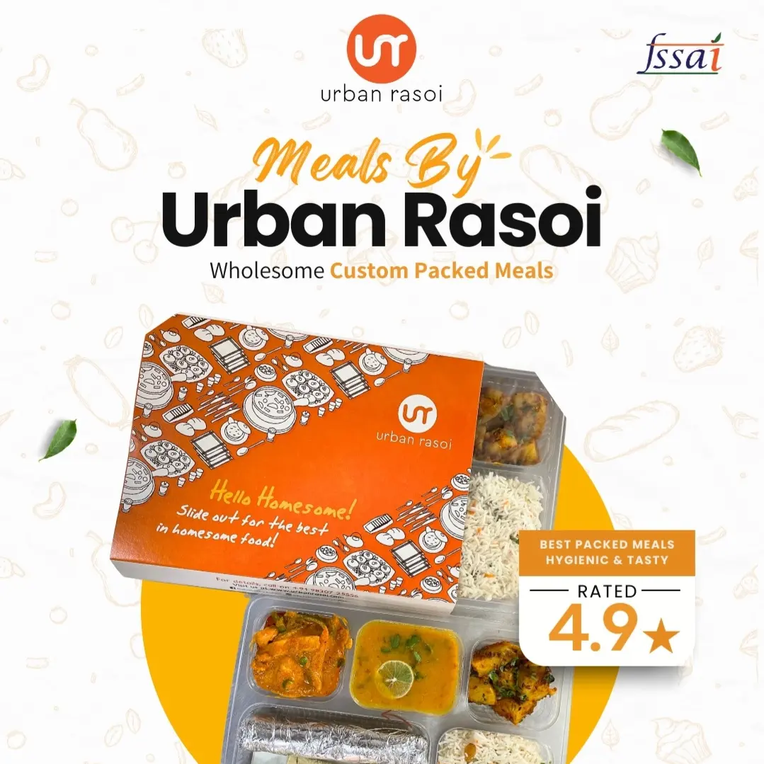 Urban Rasoi branded packed meal box with homestyle food