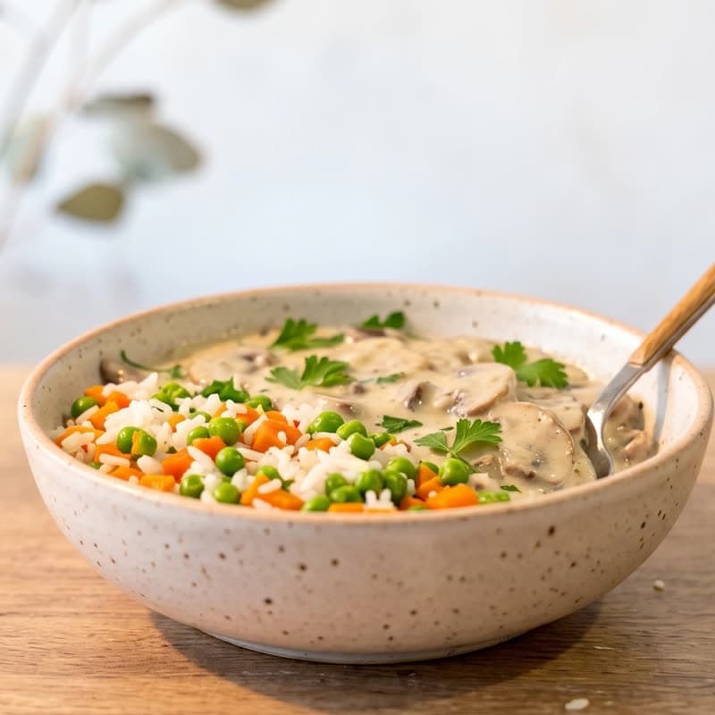 Exotic Veg Stroganoff with Herbed Rice
